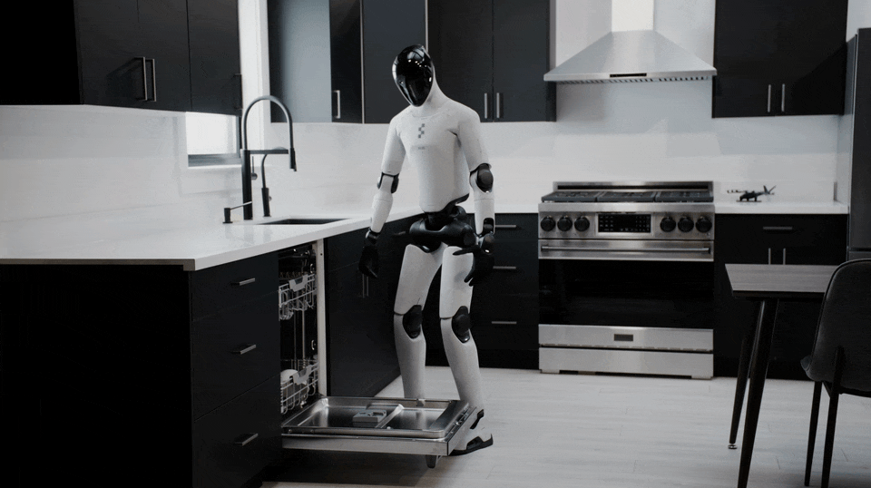 Robot hình người tự mở tủ, rửa chén