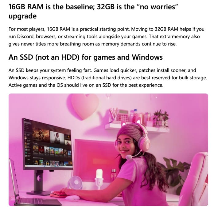 Microsoft tuyên bố 16GB RAM chỉ là mức tối thiểu, 32GB mới là tiêu chuẩn “không cần lo nghĩ” Microsoft tuyên bố 16GB RAM chỉ là mức tối thiểu, 32GB mới là tiêu chuẩn "không cần lo nghĩ"